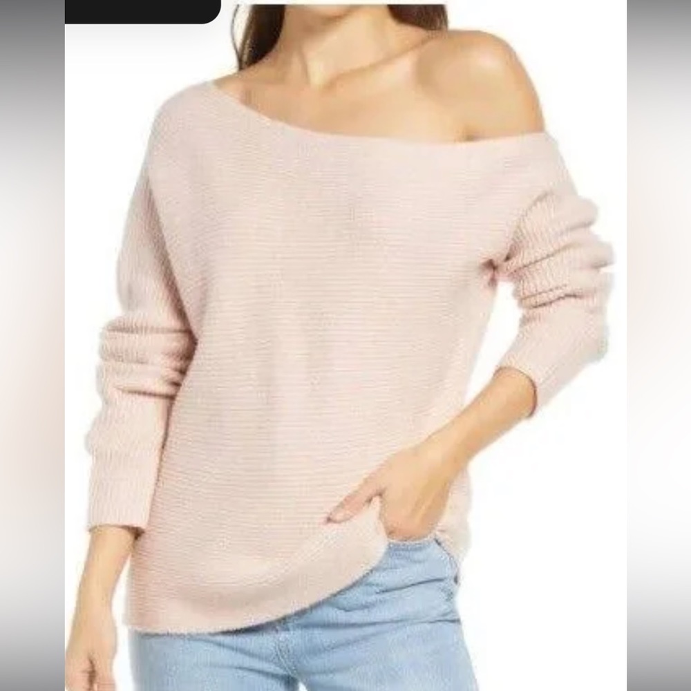 Treasure & Bond NWT pink off the shoulder sweater S